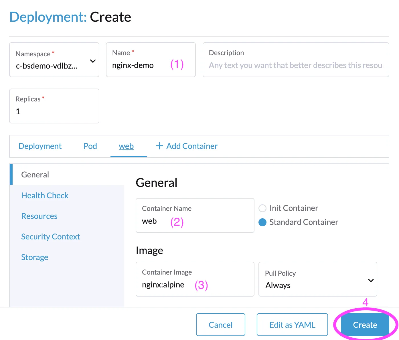 Créer un Deployment dans Rancher