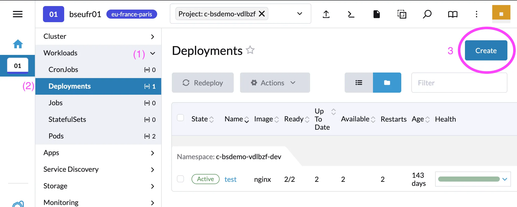Créer un Deployment dans Rancher